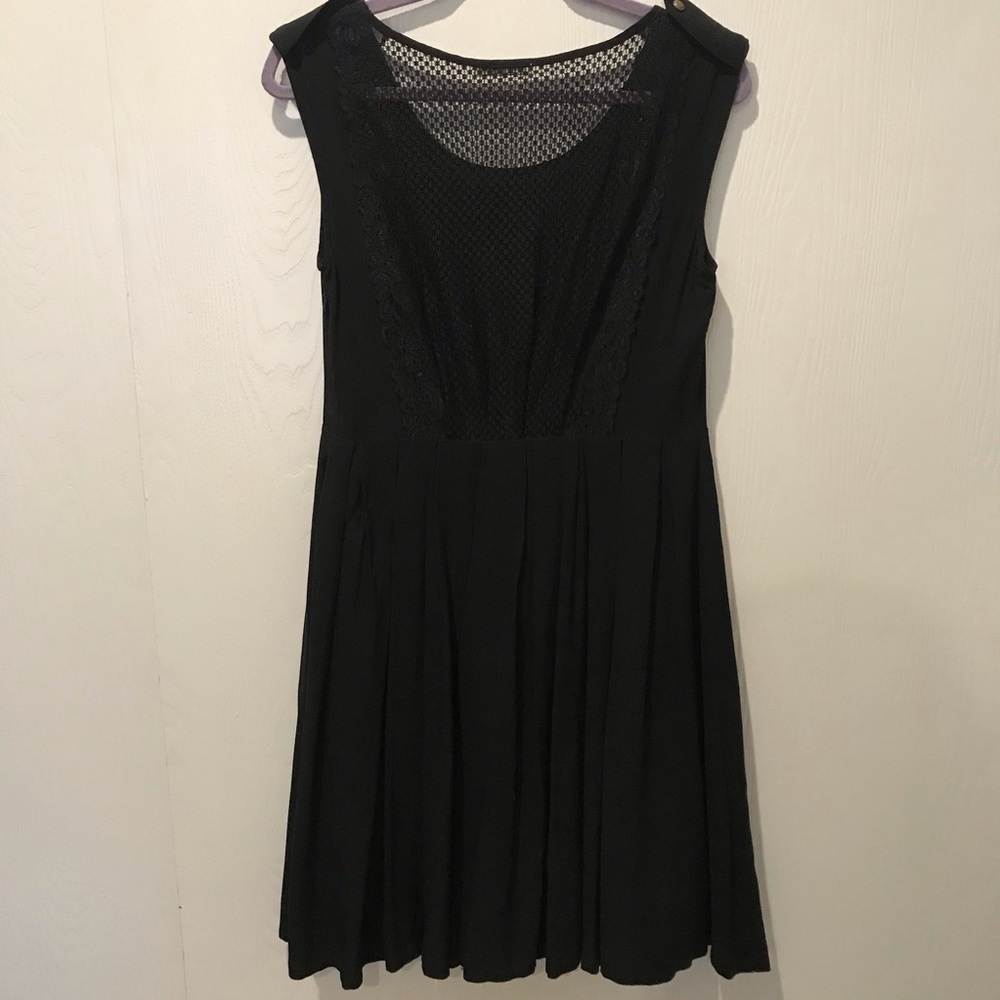 Black midi dress with lace back and button details